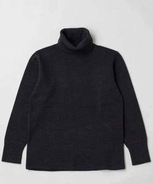 Ragtime Super Heavy Weight Thermal Turtle Neck Shirts in Overdyed Black