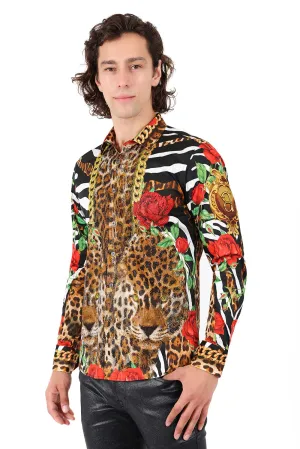 Rhinestone Baroque Leopard & Floral Shirt