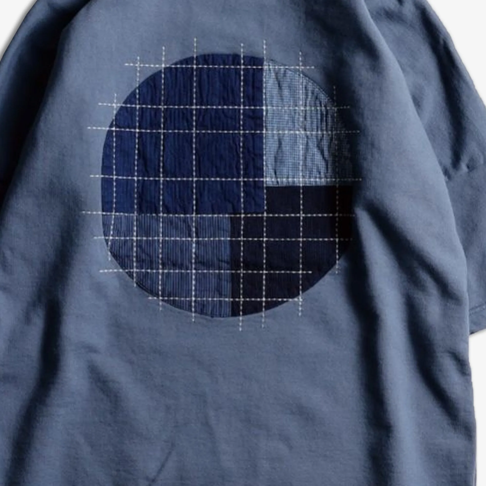 SASHIKO PATCH SWEAT TEE 'BLUE'