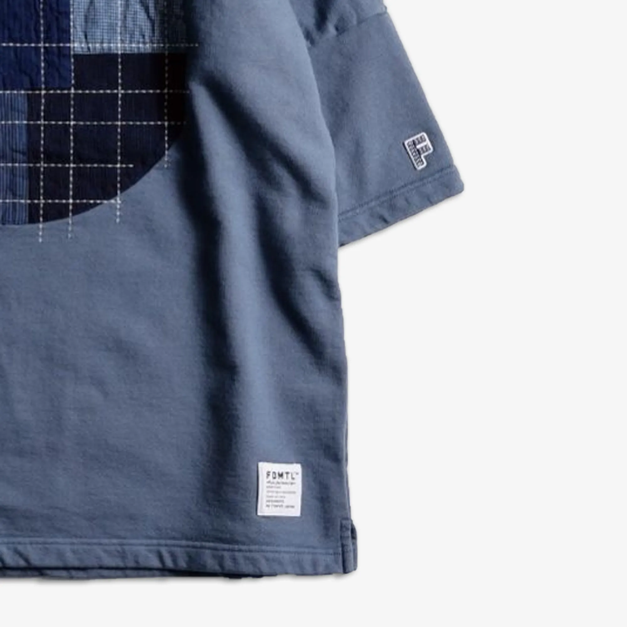 SASHIKO PATCH SWEAT TEE 'BLUE'