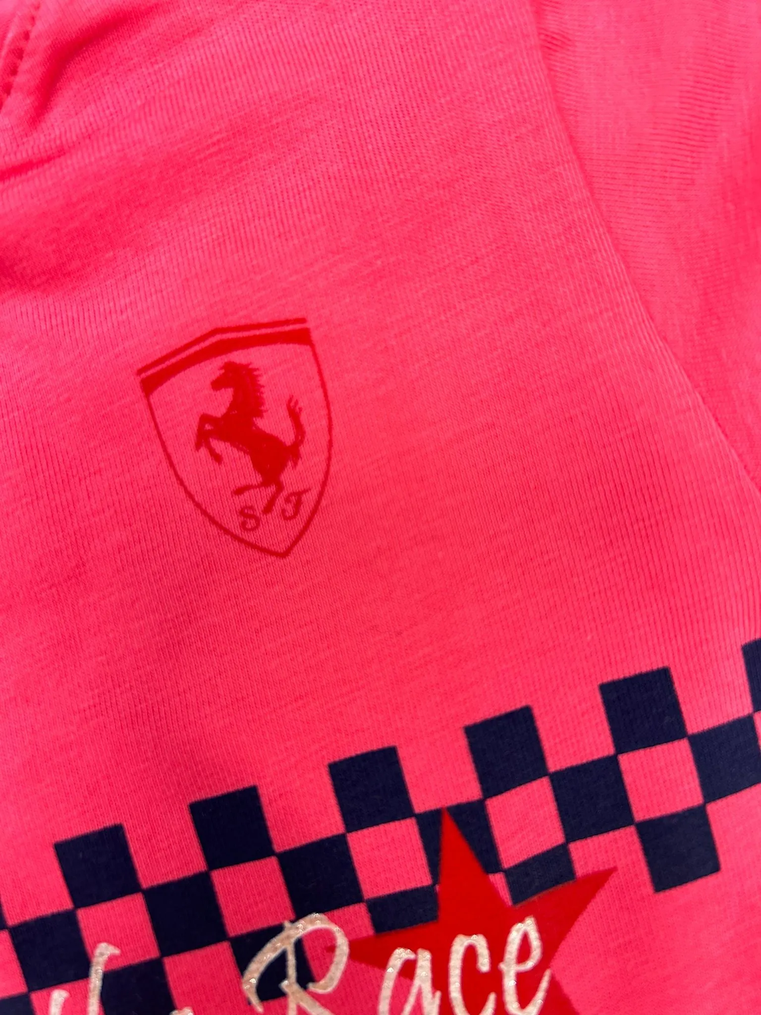 Scuderia Ferrari 'Lovely Team on the Race" Baby Girl T-Shirt - Salmon Pink