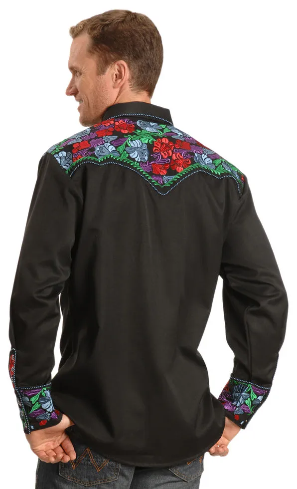 Scully Vibrant Floral Embroidered Retro Western Shirt