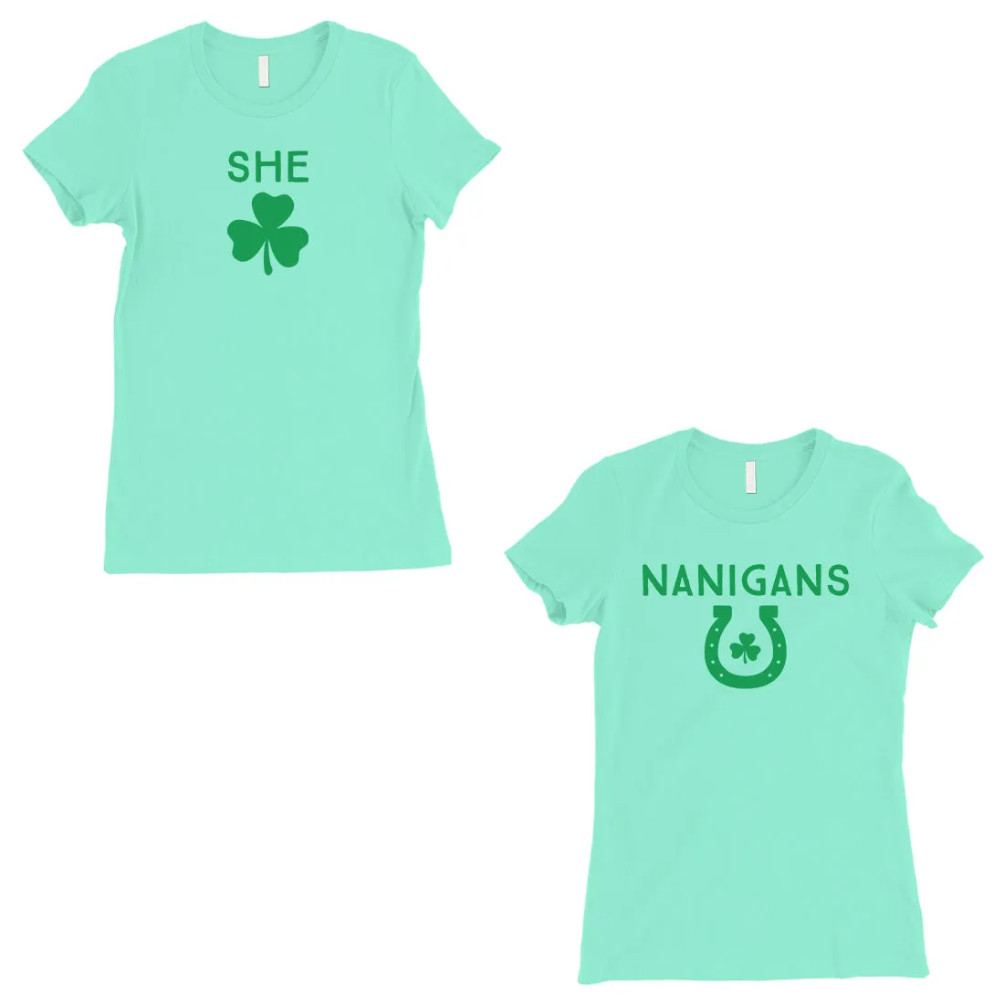 Shenanigans BFF Matching Shirts Womens Mint St Paddy's Day Outfit