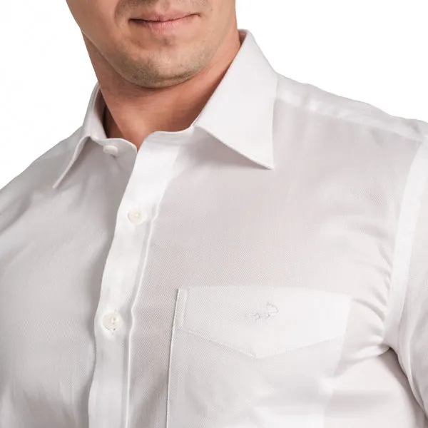 Slim Fit Full Sleeve Formal Core Shirt in Oxford Fabric-White