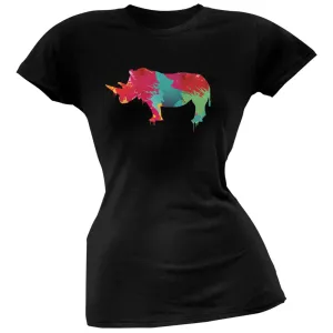 Splatter Rhino Black Soft Juniors T-Shirt