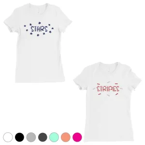 Stars And Stripes BFF Matching Shirts Womens Grey Surprise Gift