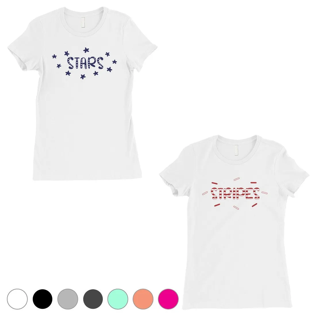 Stars And Stripes BFF Matching Shirts Womens Grey Surprise Gift