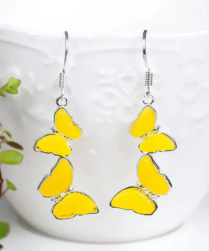 Sterling Silver Beeswax Butterfly Drop Earrings