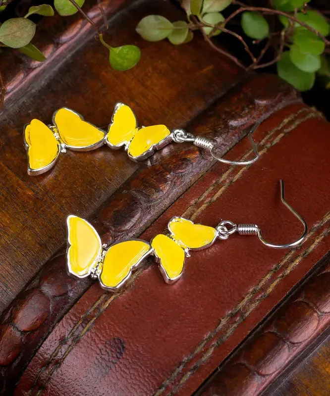 Sterling Silver Beeswax Butterfly Drop Earrings