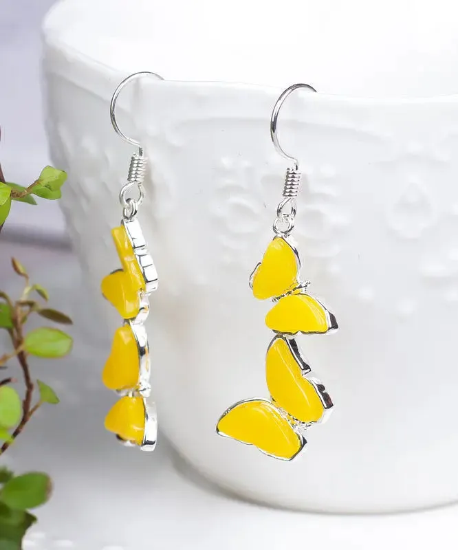 Sterling Silver Beeswax Butterfly Drop Earrings