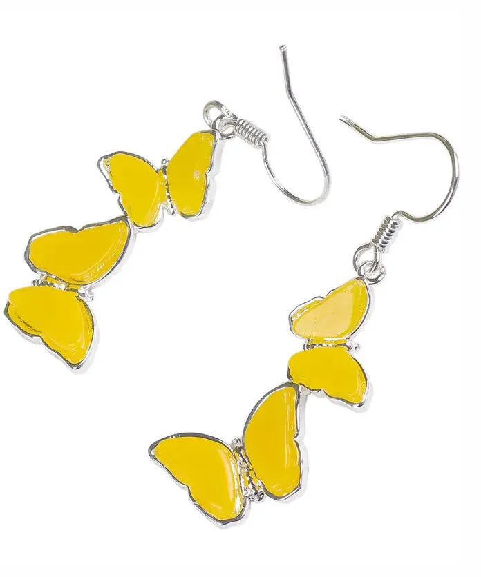 Sterling Silver Beeswax Butterfly Drop Earrings