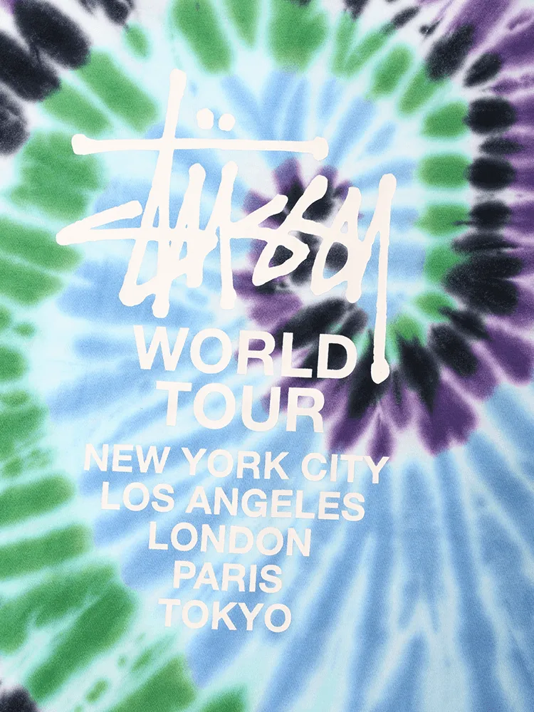 Stussy World Tour Tee - Navy Tie Dye