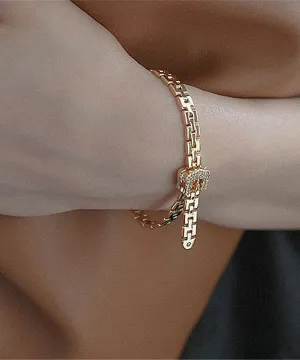 Stylish Gold Copper Overgild Zircon Chain Chain Bracelet AB1058