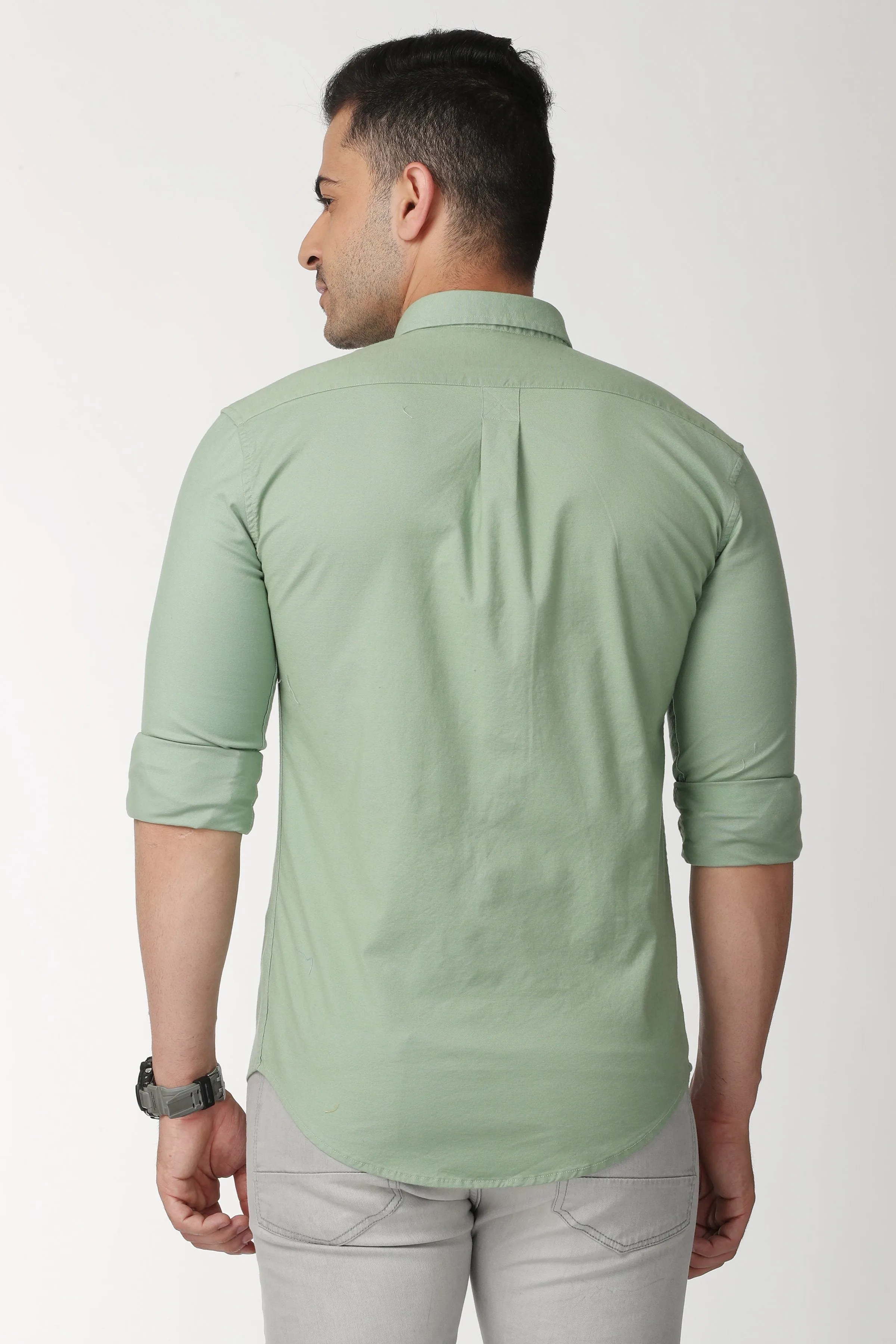 Unique Green Plain Full Sleeve Shirt