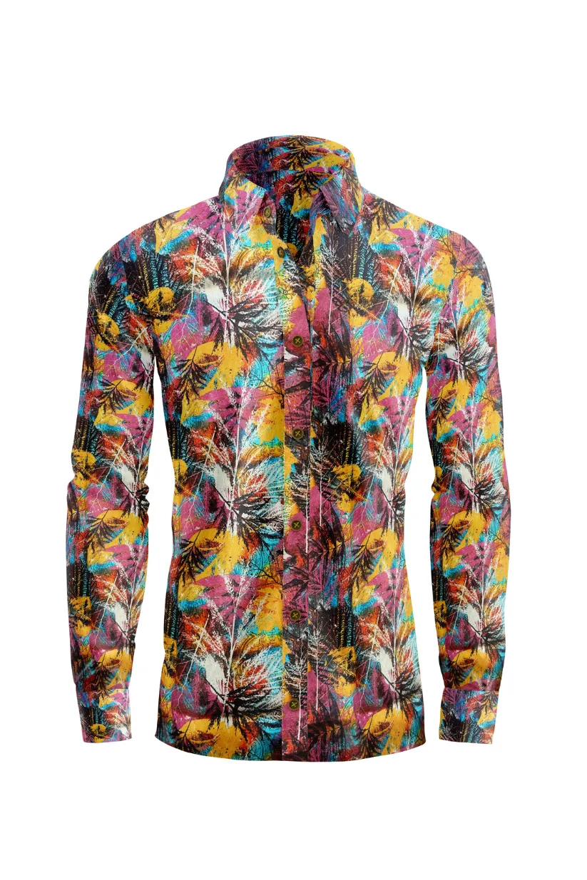 Vibrant Tropical Palm Print Shirt