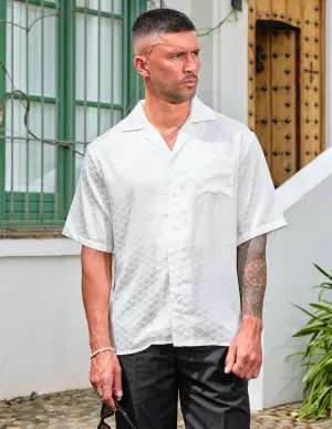 White Jacquard Illusion S/S Shirt