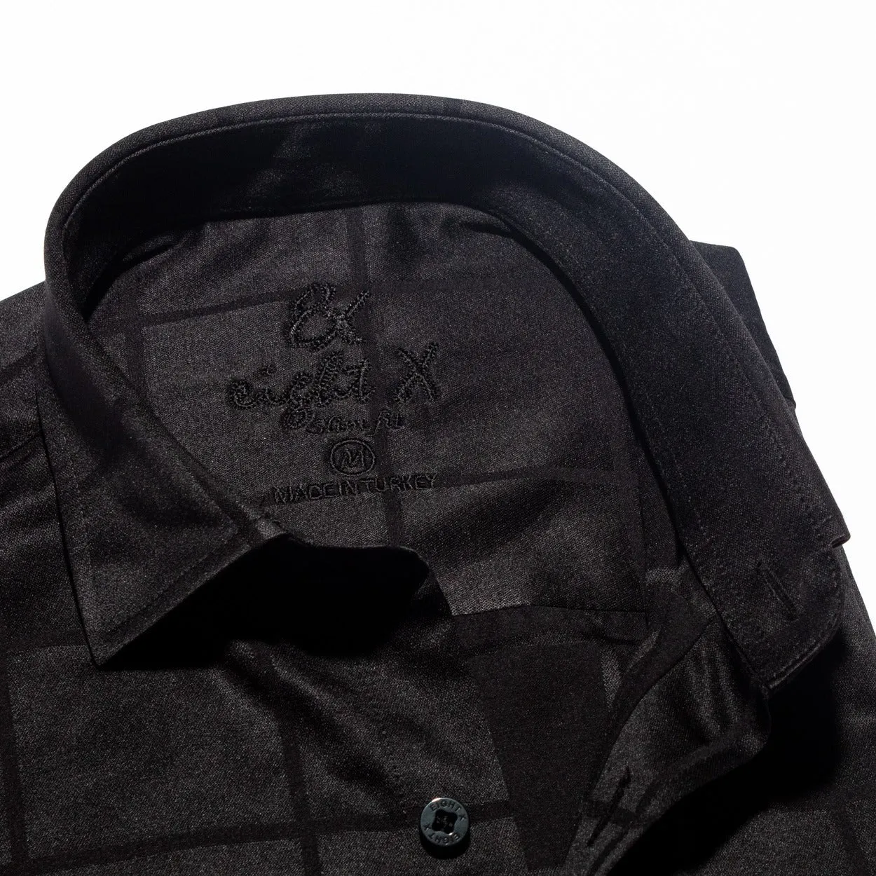 Window Pane Jacquard Shirt - Black