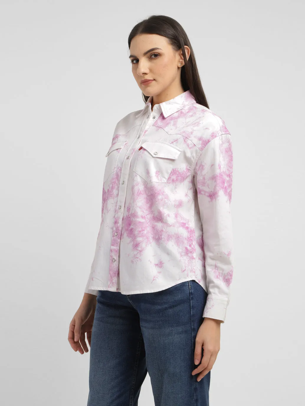 Women's Tie -Dye Spread Collar Shirt